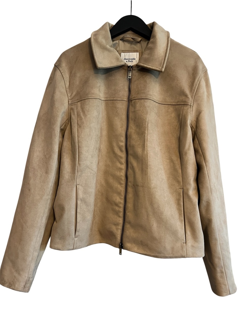 A & F Slim Zip Vegan Suede Tan Jacket Size XL - Picture 4 of 9
